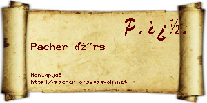 Pacher Örs névjegykártya